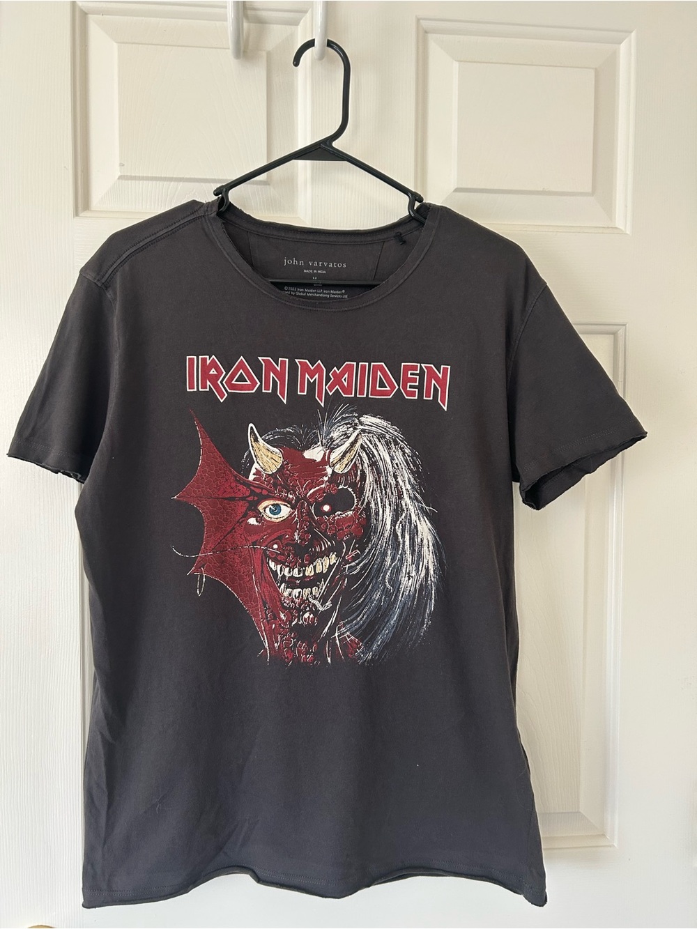 John Varvatos Black Tee with Red and White Graphic